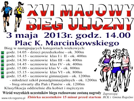 XVI Majowy Bieg Uliczny - Rogoźno 2013