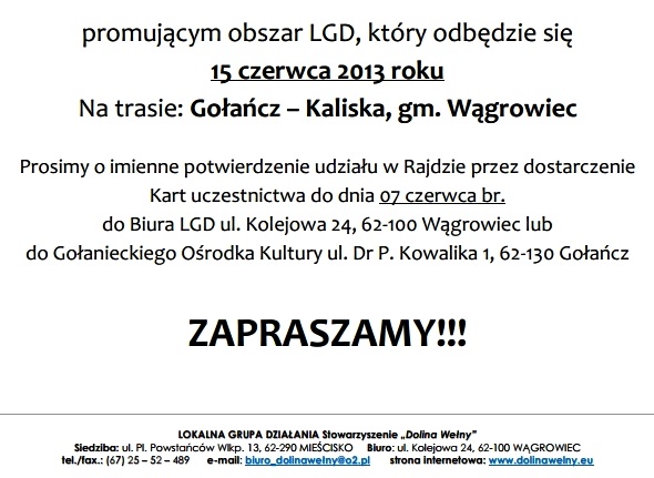 Rowerem przez Dolinę Wełny - 15.06.2013