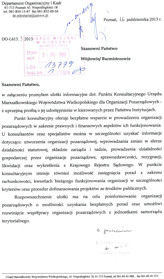 Punkt konsultacyjny dla organizacji pozarządowych w UMWW