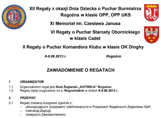 Regaty żeglarskie na J. Rogozińskim - 8-9 czerwca 2013