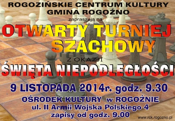 Otwarty Turniej Szachowy z okazji Święta Niepodległości w Rogoźnie