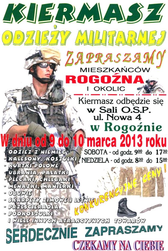 Kiermasz odzieży militarnej w Rogoźnie